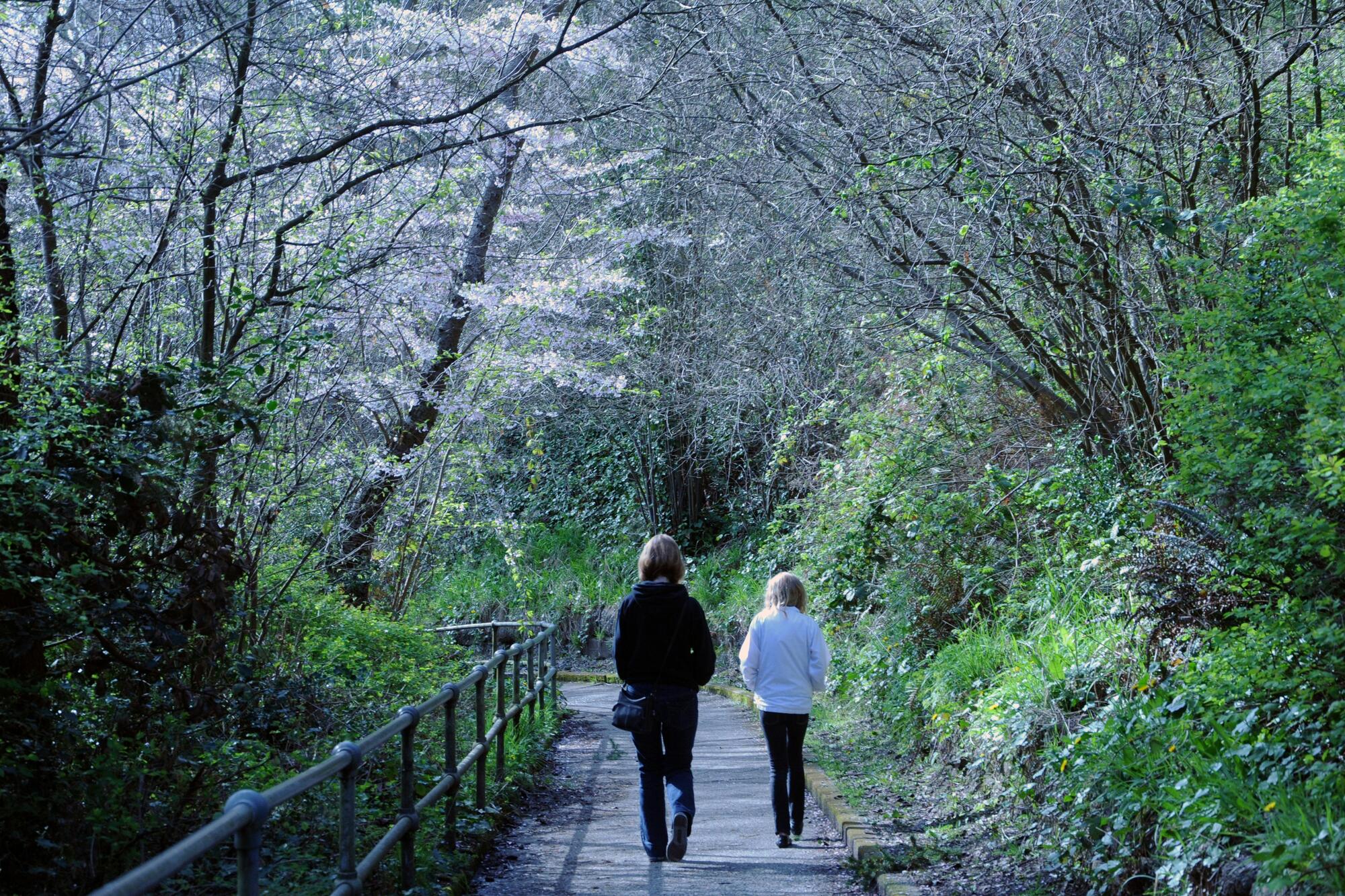 Two women walking