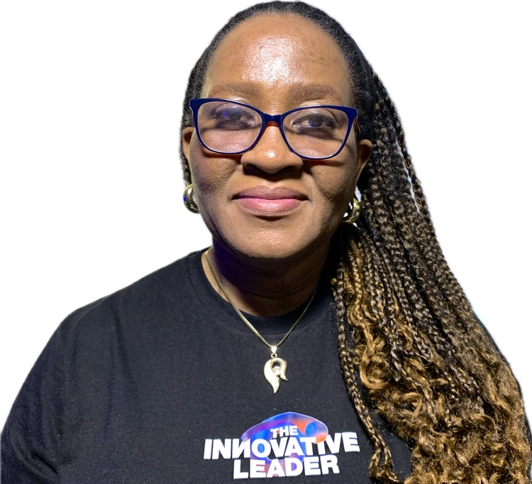 Ijeoma wearing leadership T-Shirt