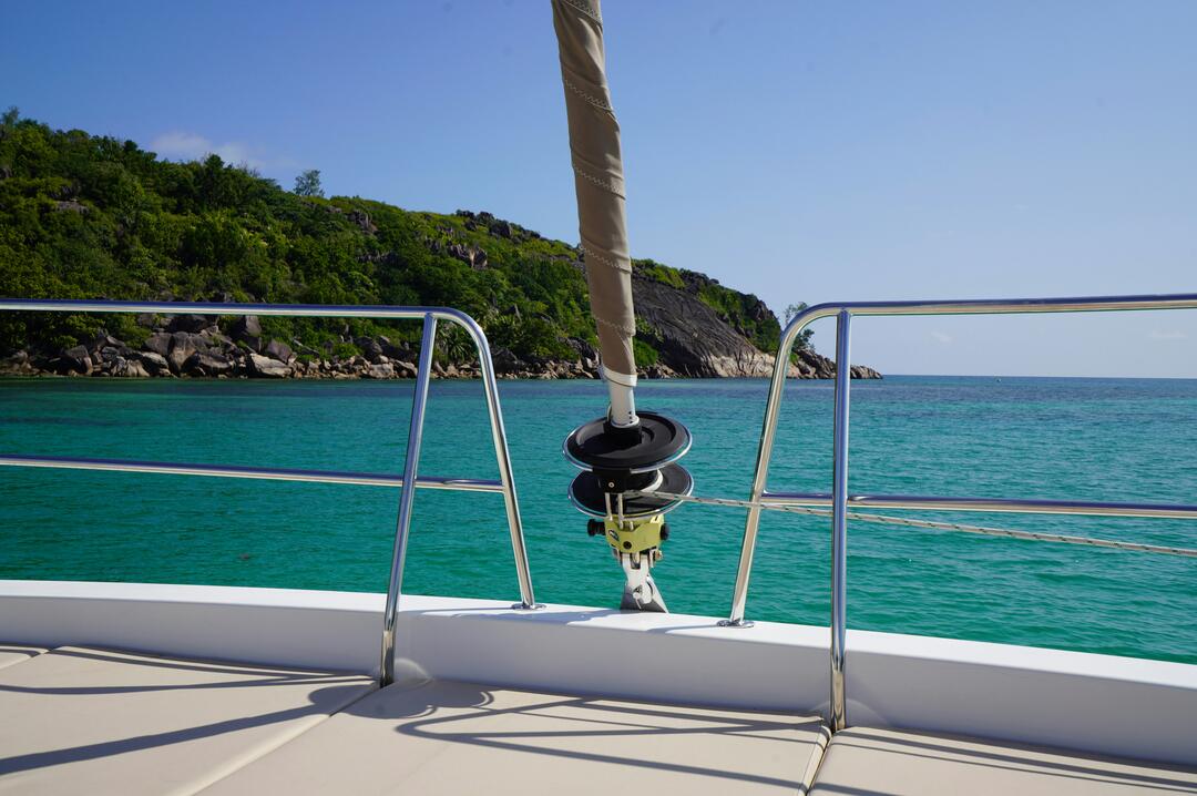 A boat within land view